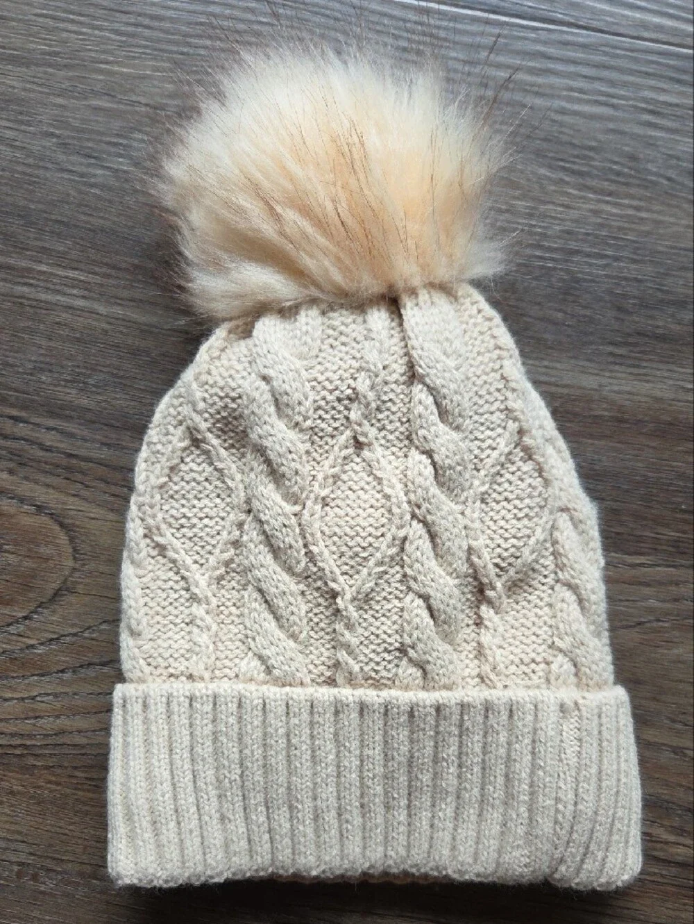 UGG Cream Cable-Knit Beanie with Pom